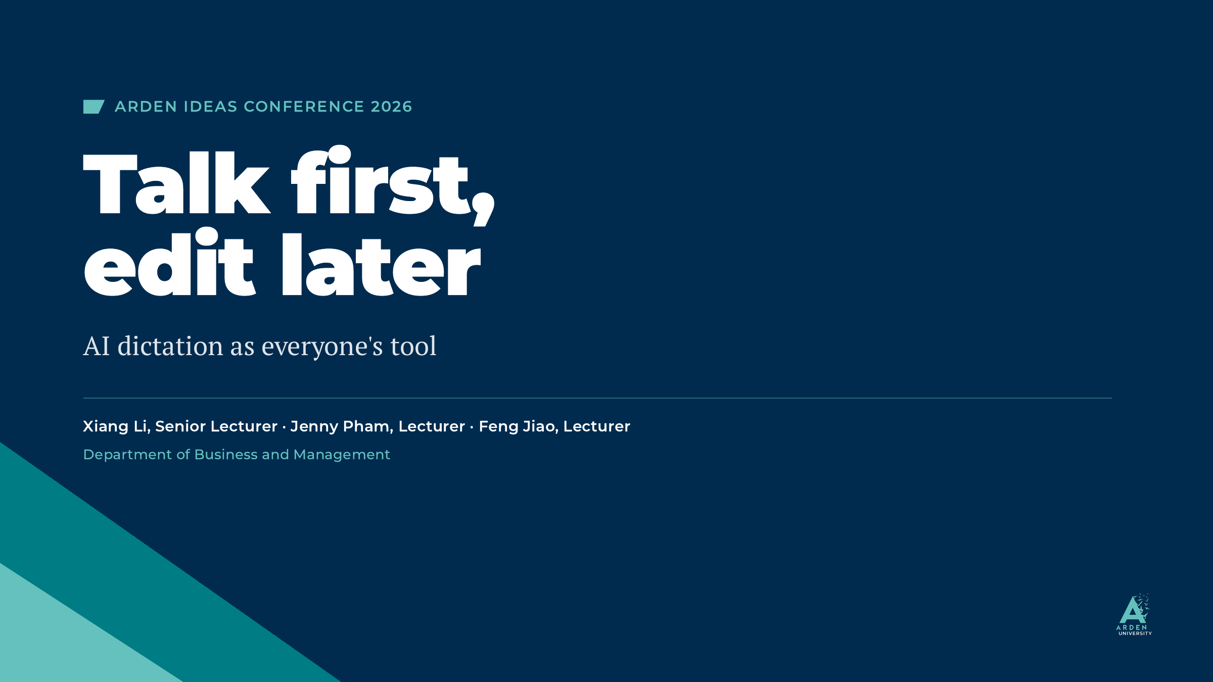 Talk first, edit later cover slide
